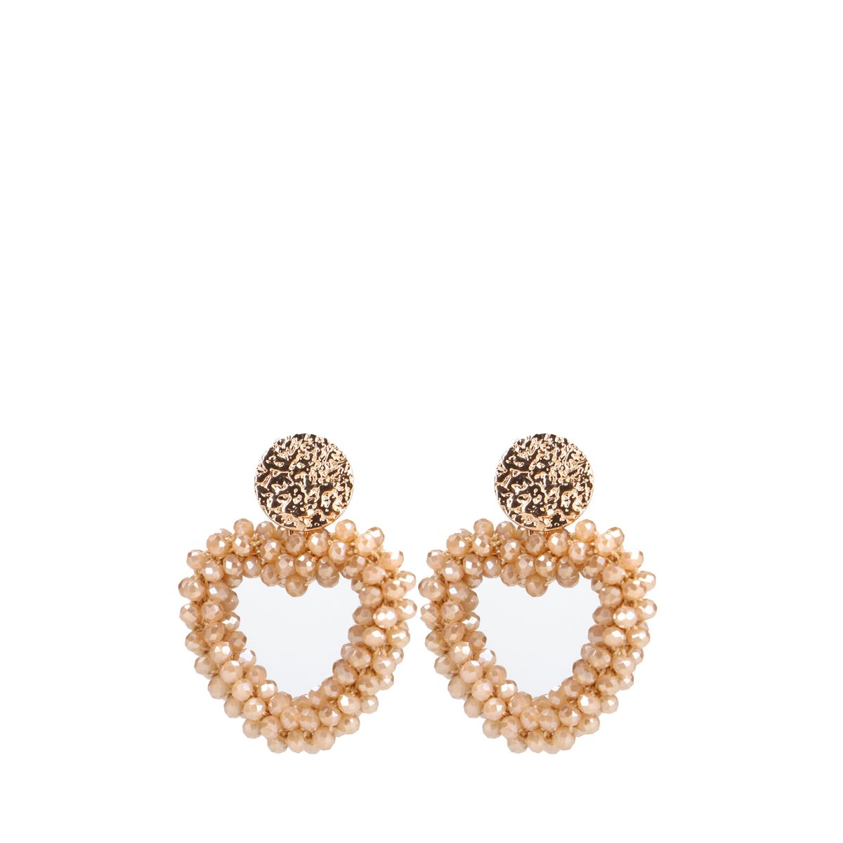 Beige hartjes kralen oorbellen