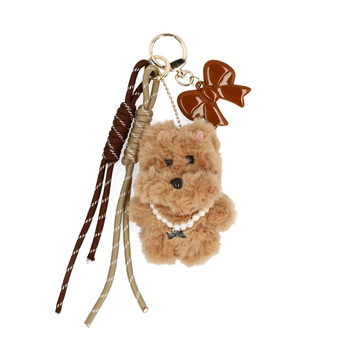 Dog bag charm met bruine korten