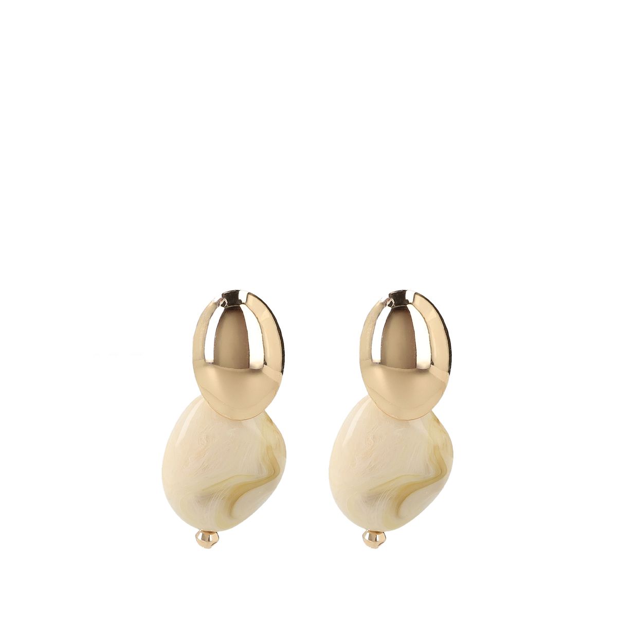 Gouden statement oorbellen met groene knopen