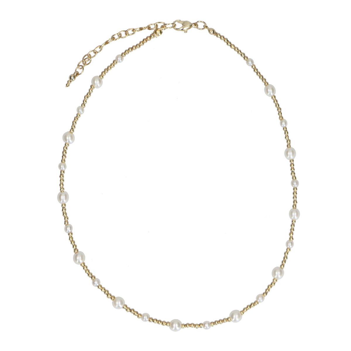 Goudkleurige kralenketting met parels