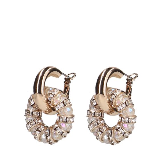 Goudkleurige oorbellen met steentjes hangers