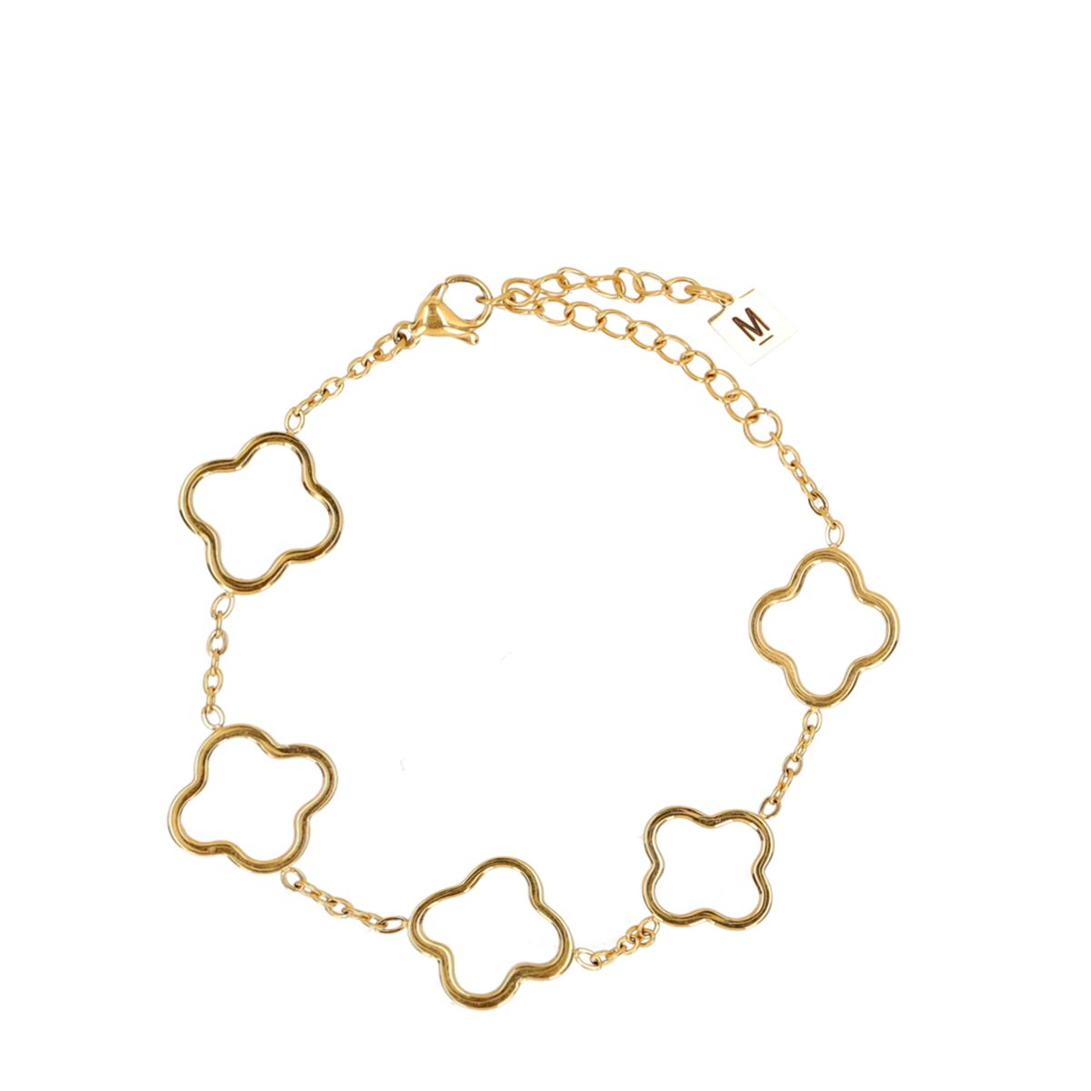 Goudkleurige armband met klavertjes