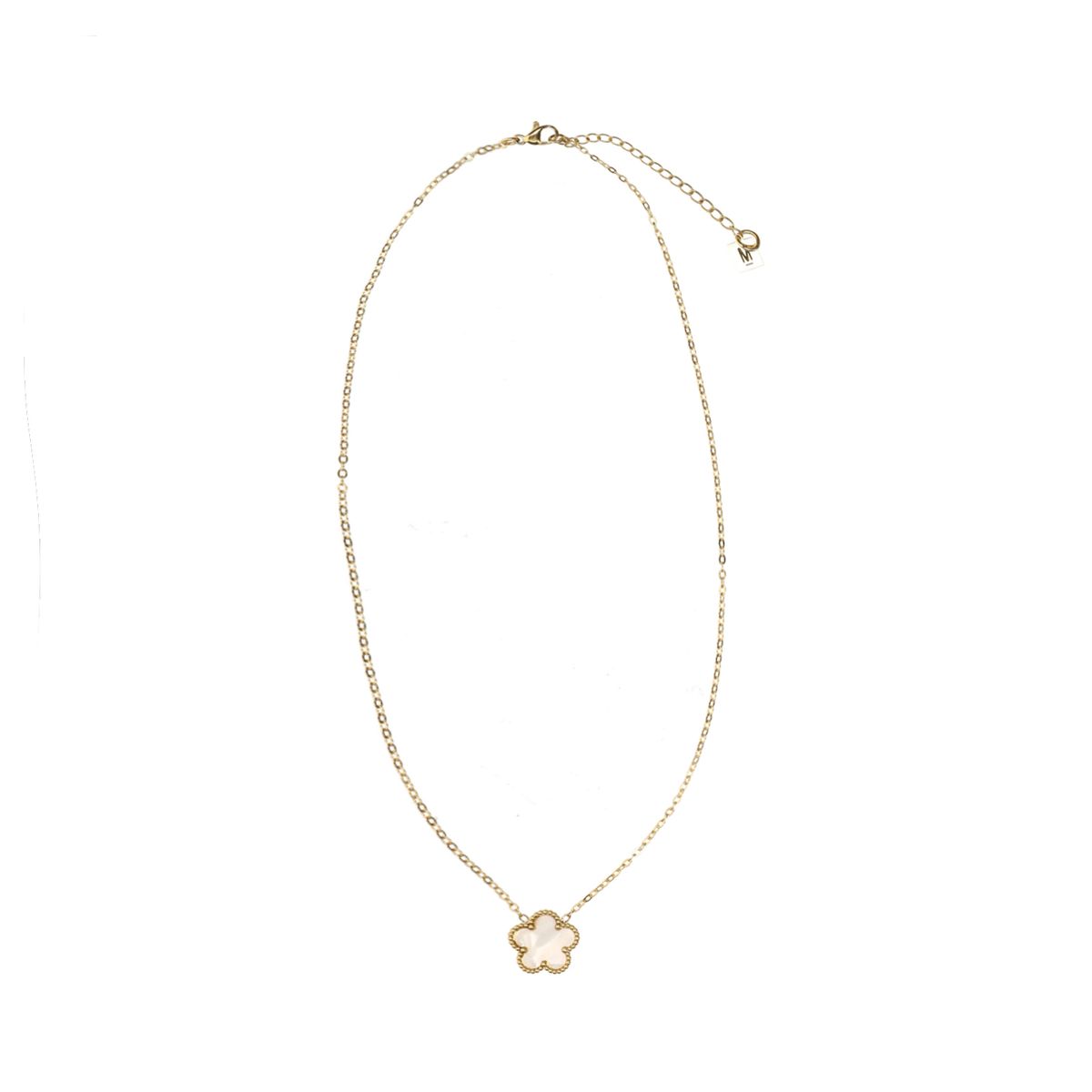 Goudkleurige ketting met wit bloemetje