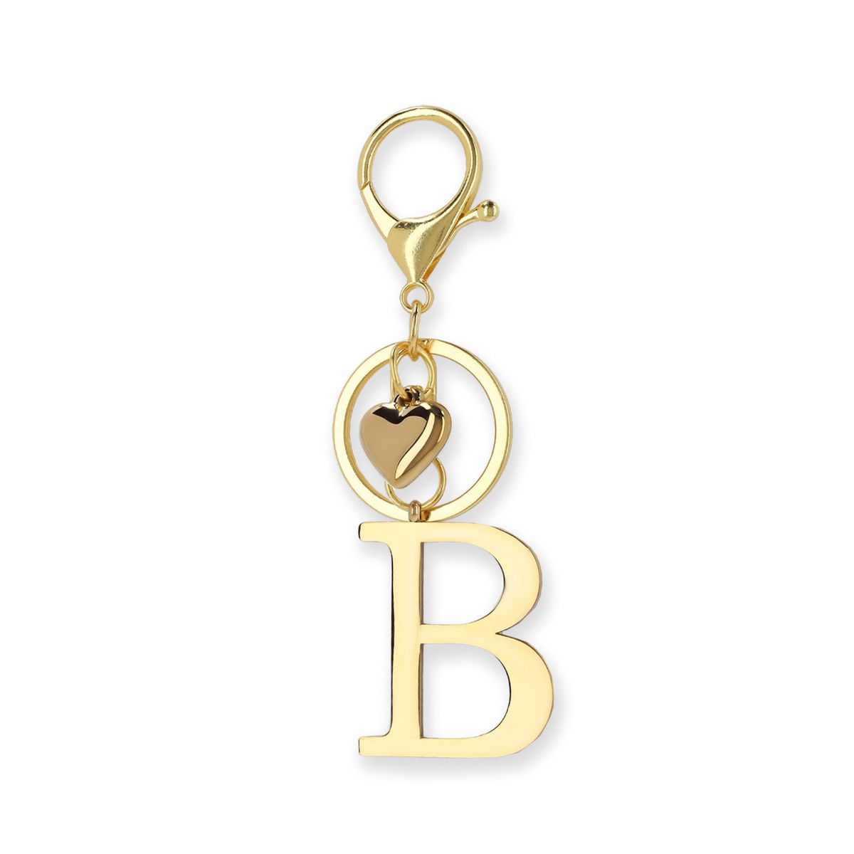Goudkleurige bag charm letter B