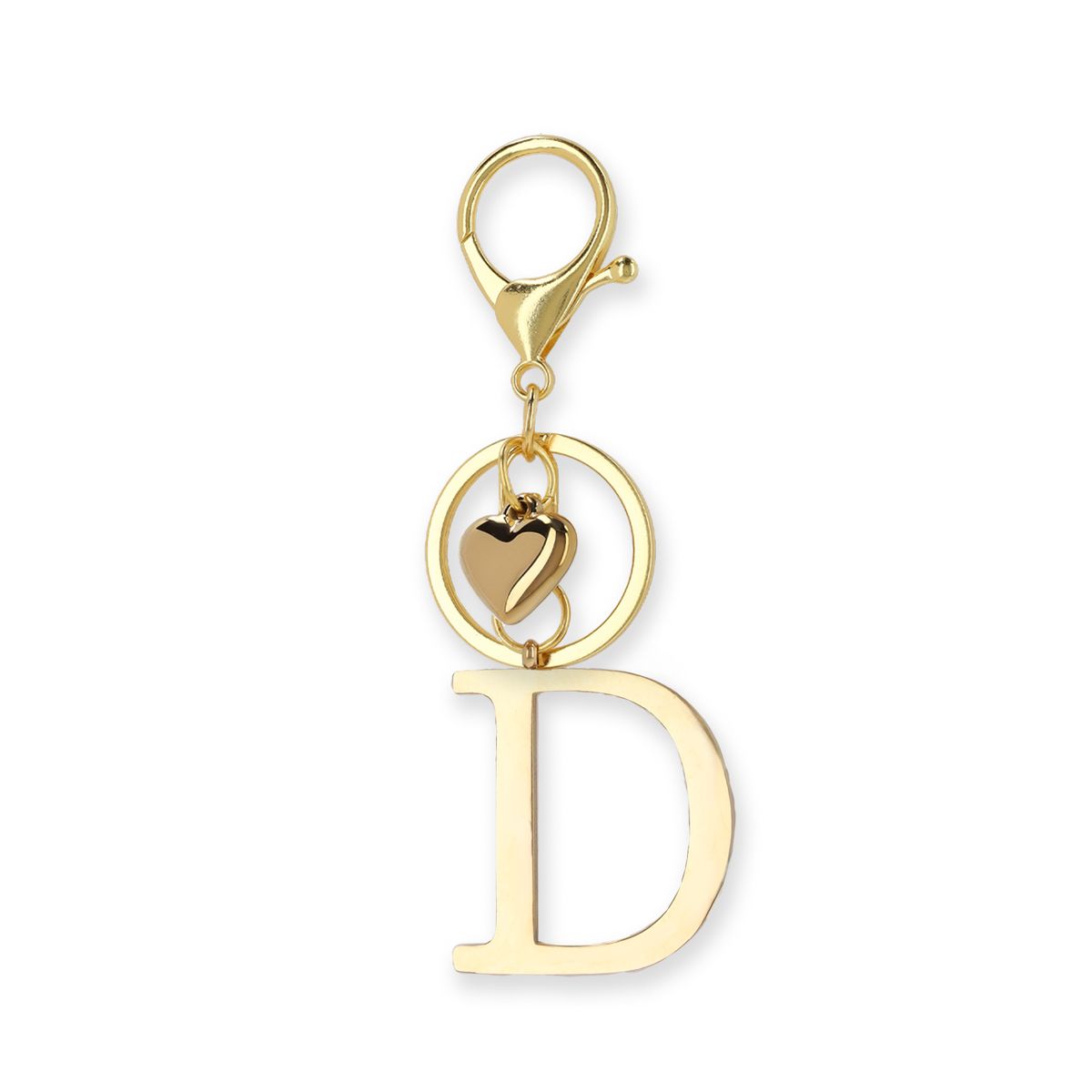 Goudkleurige bag charm letter D