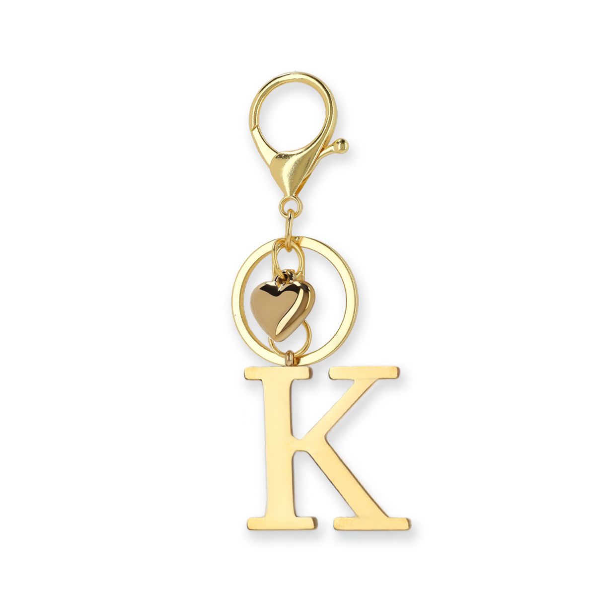 Goudkleurige bag charm letter K