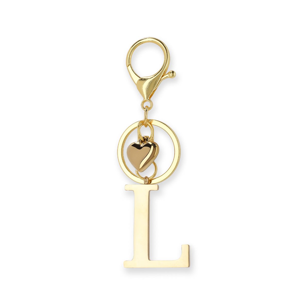 Goudkleurige bag charm letter L