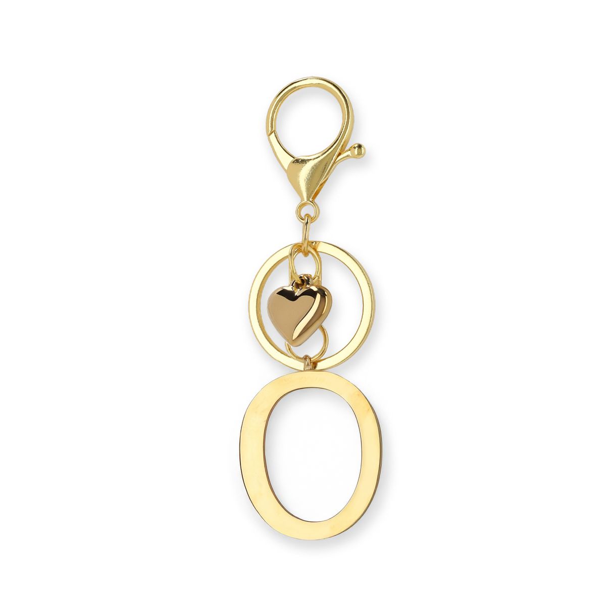 Goudkleurige bag charm letter O