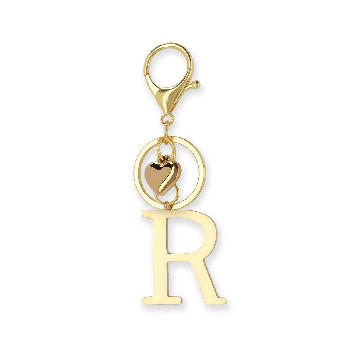 Goudkleurige bag charm letter R