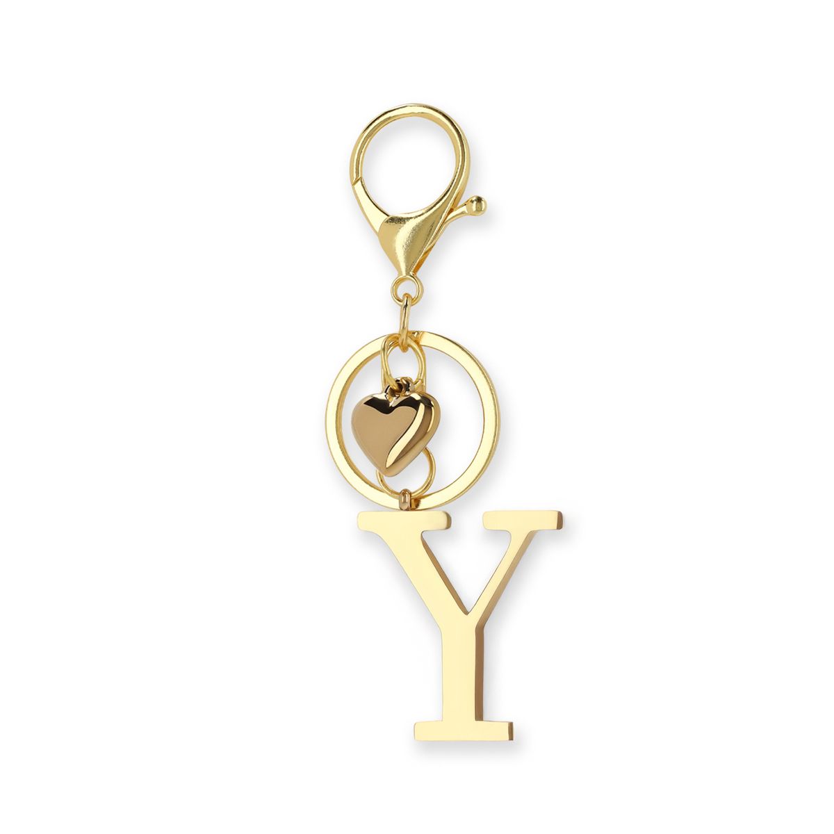 Goudkleurige bag charm letter Y
