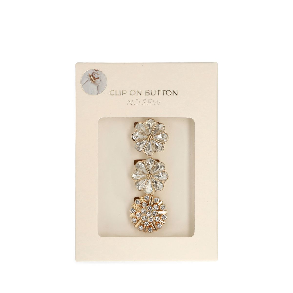 3 pack goudkleurige click on buttons