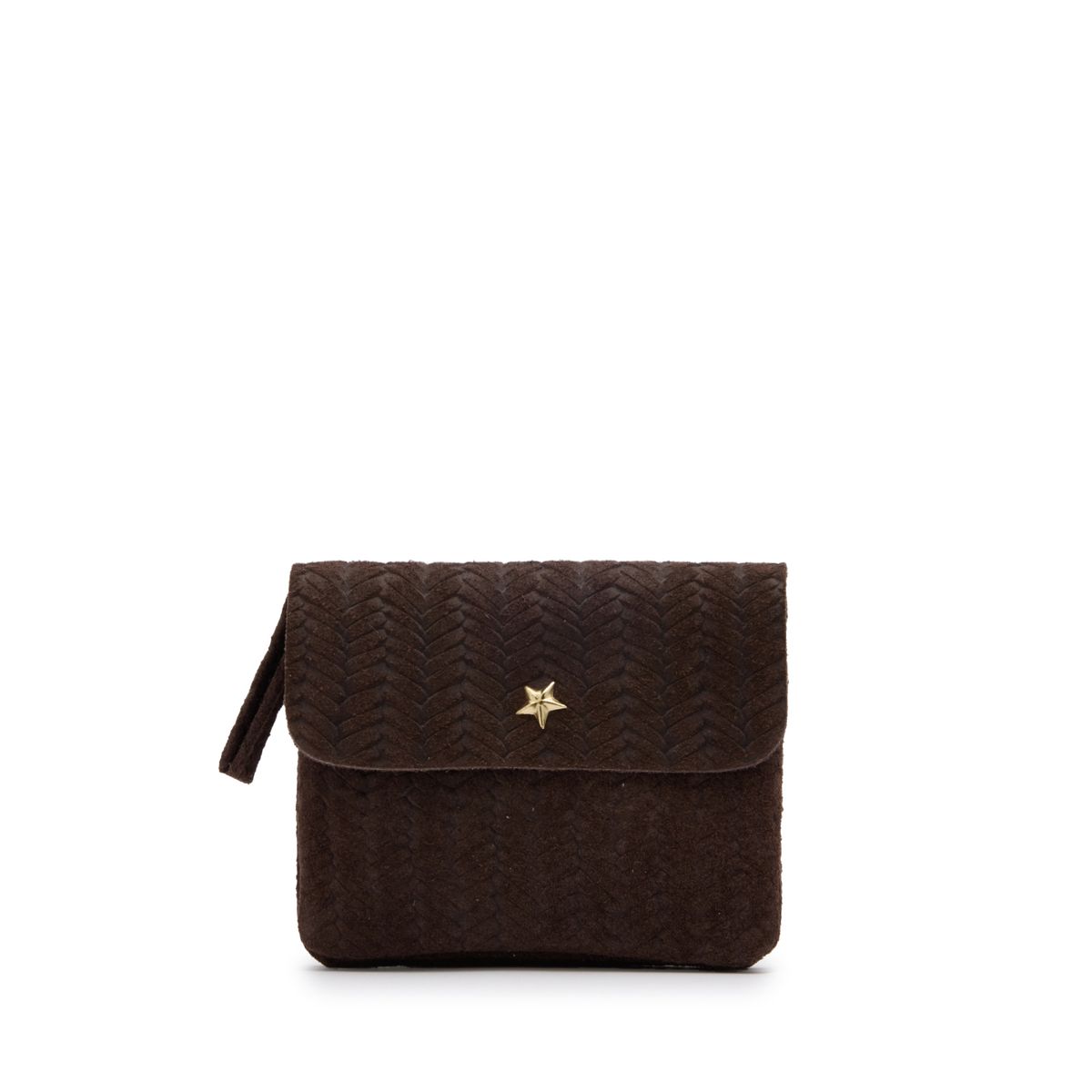 Manfield Braunes Portemonnaie Aus Veloursleder