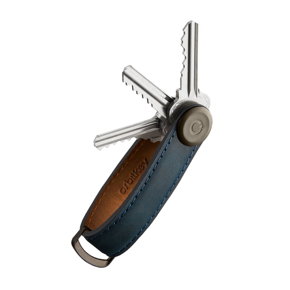 Blauwe leren Orbitkey sleutelhanger