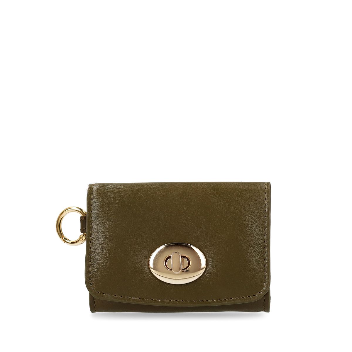 Olijfgroene leren portemonnee