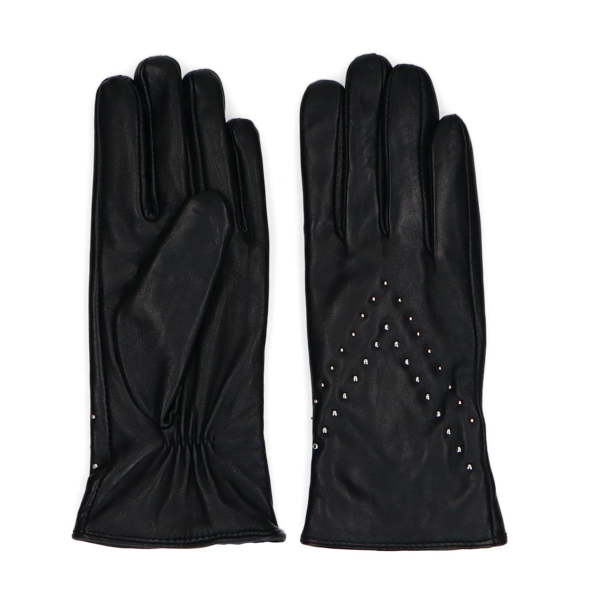 Zwarte leren handschoenen met studs
