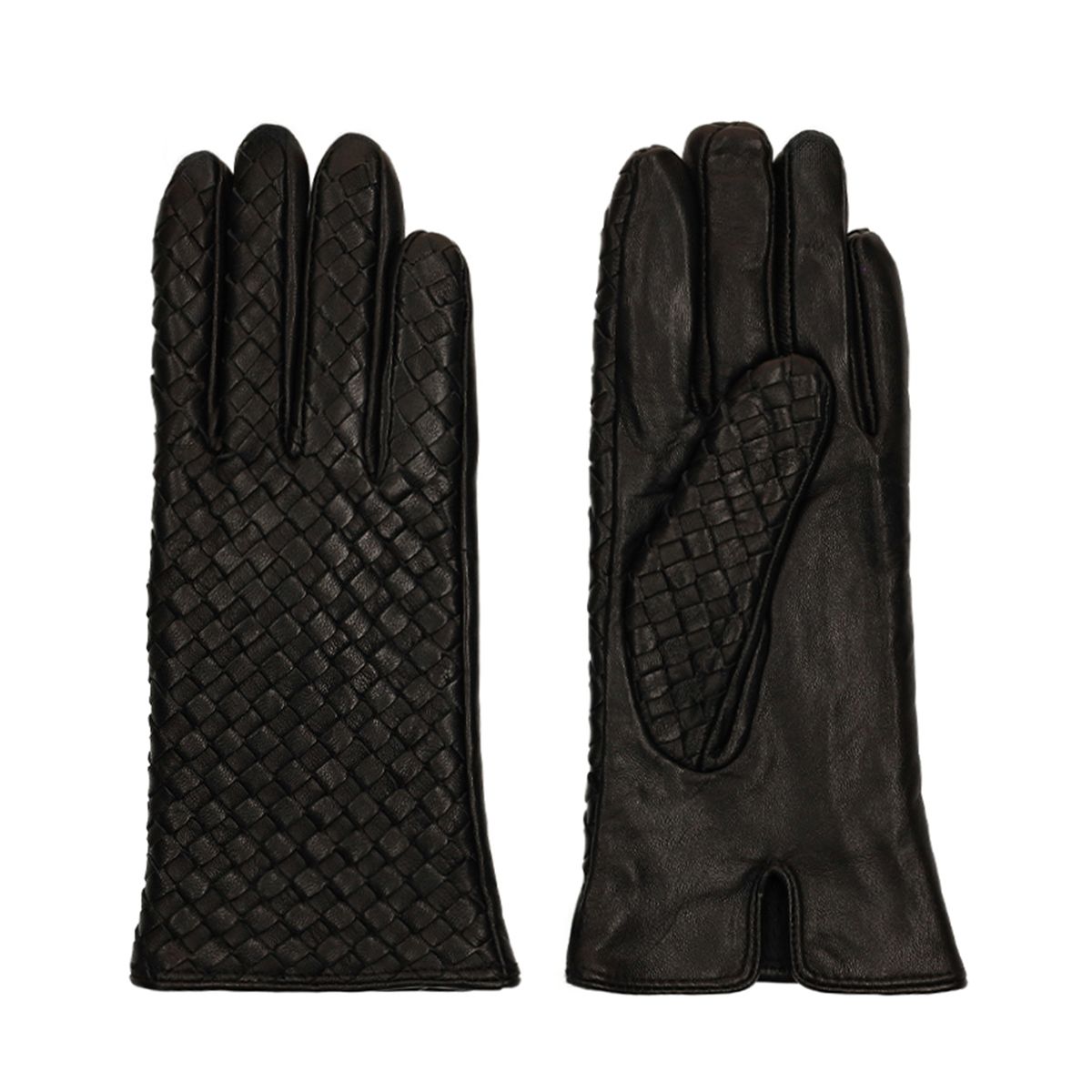 Zwarte leren handschoenen met details