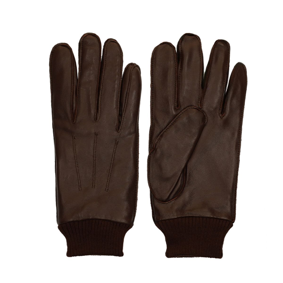 Donkerbruine leren heren handschoenen