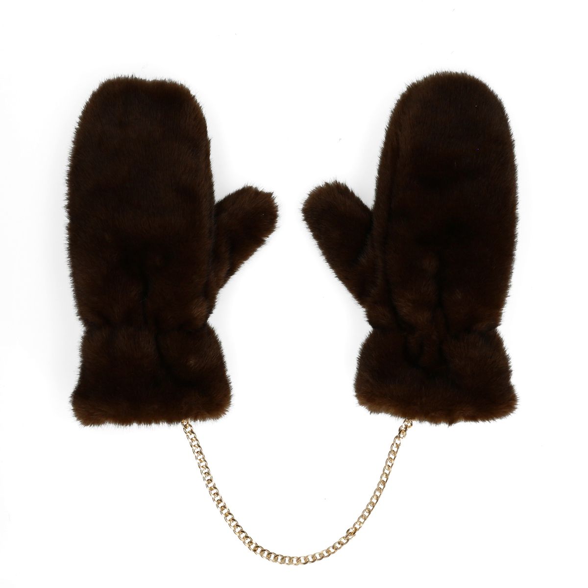 Donkerbruine wanten van faux fur