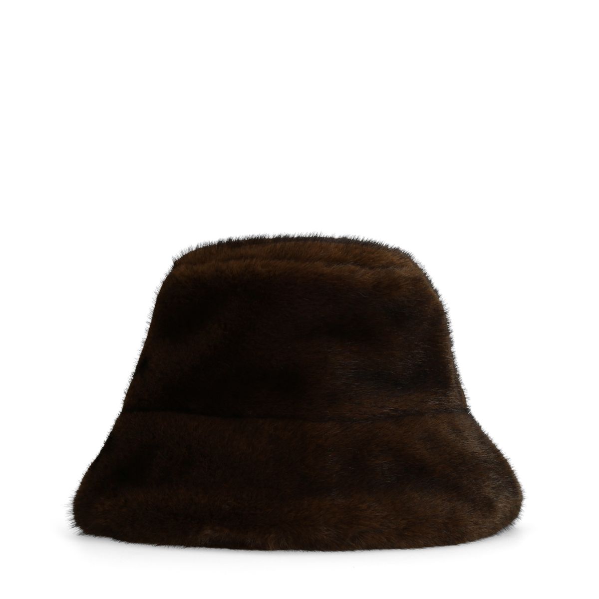 Bruine bucket hat van faux fur