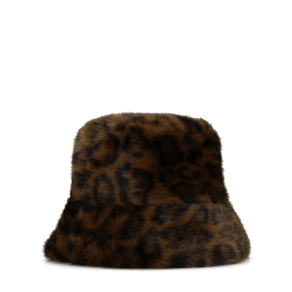 Bruine leopard bucket hat van faux fur