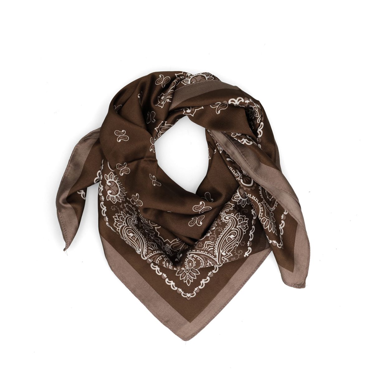 Donkerbruin sjaaltje met witte details
