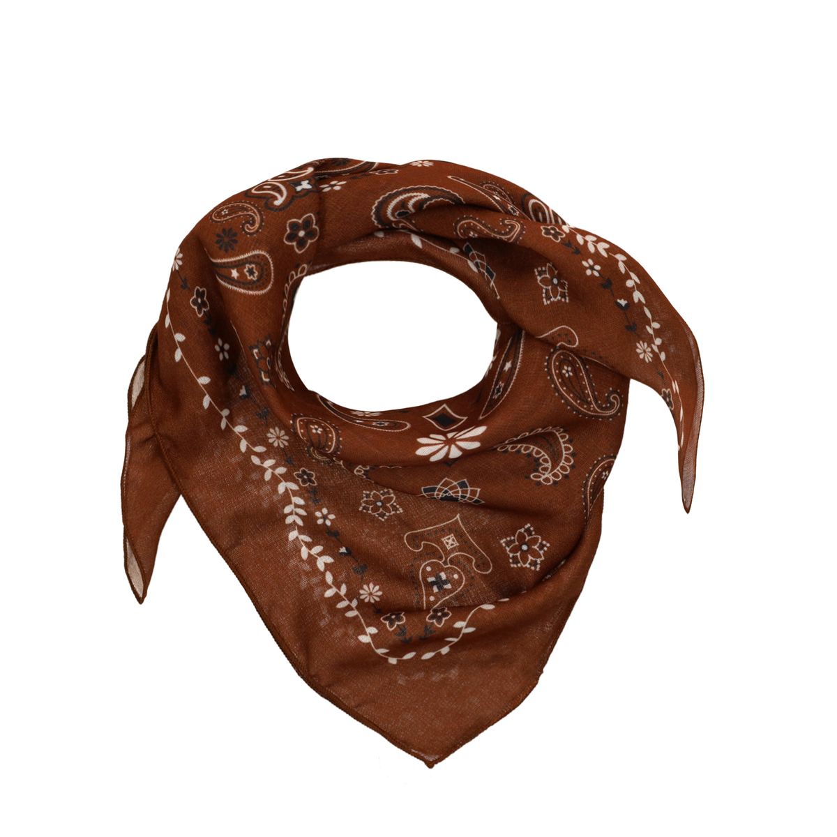 Donkerbruin sjaaltje met zwart- en witte details