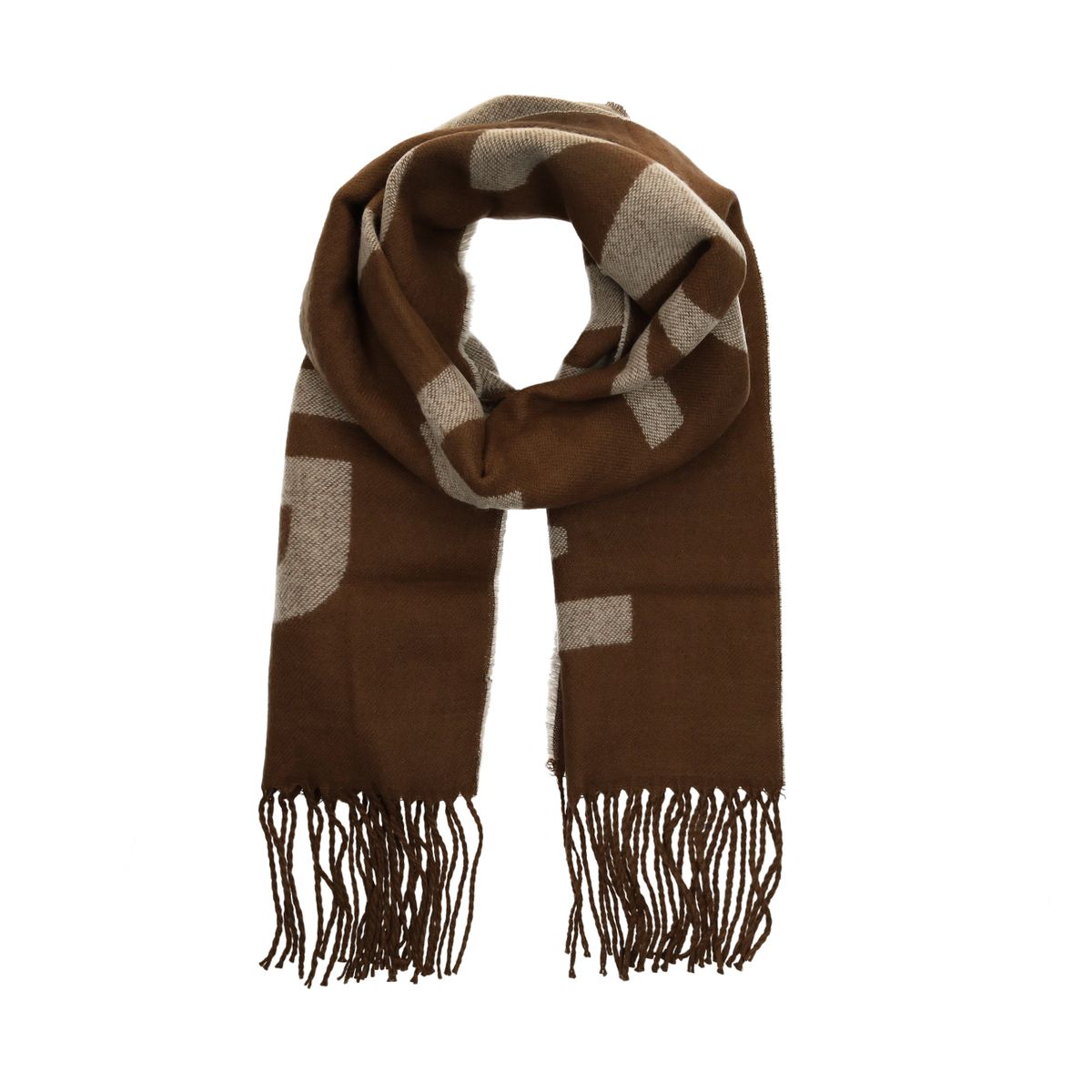 Bruine sjaal met MNFLD tekst