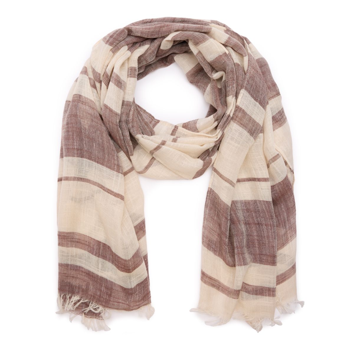 Bruin en beige gestreepte sjaal