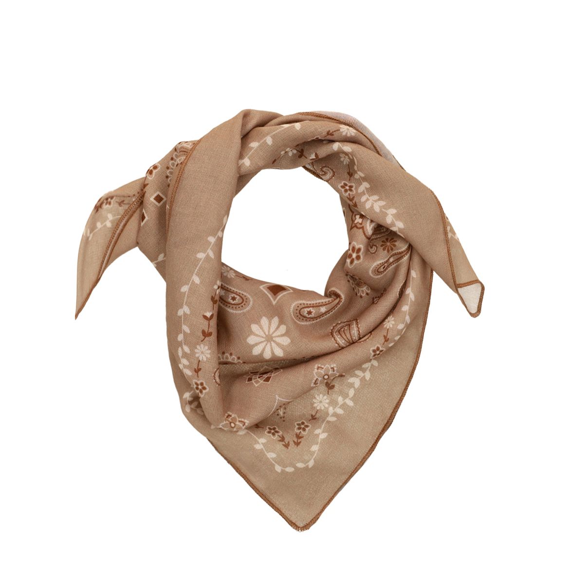 Beige sjaaltje met wit- en bruine details