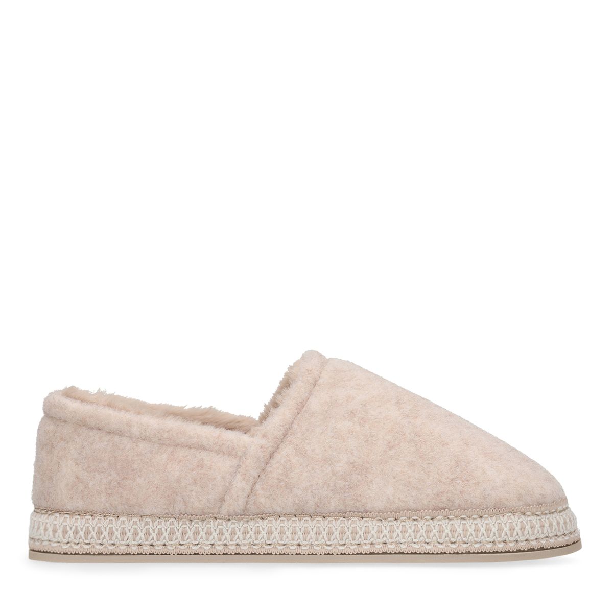 Beige pantoffels met bont