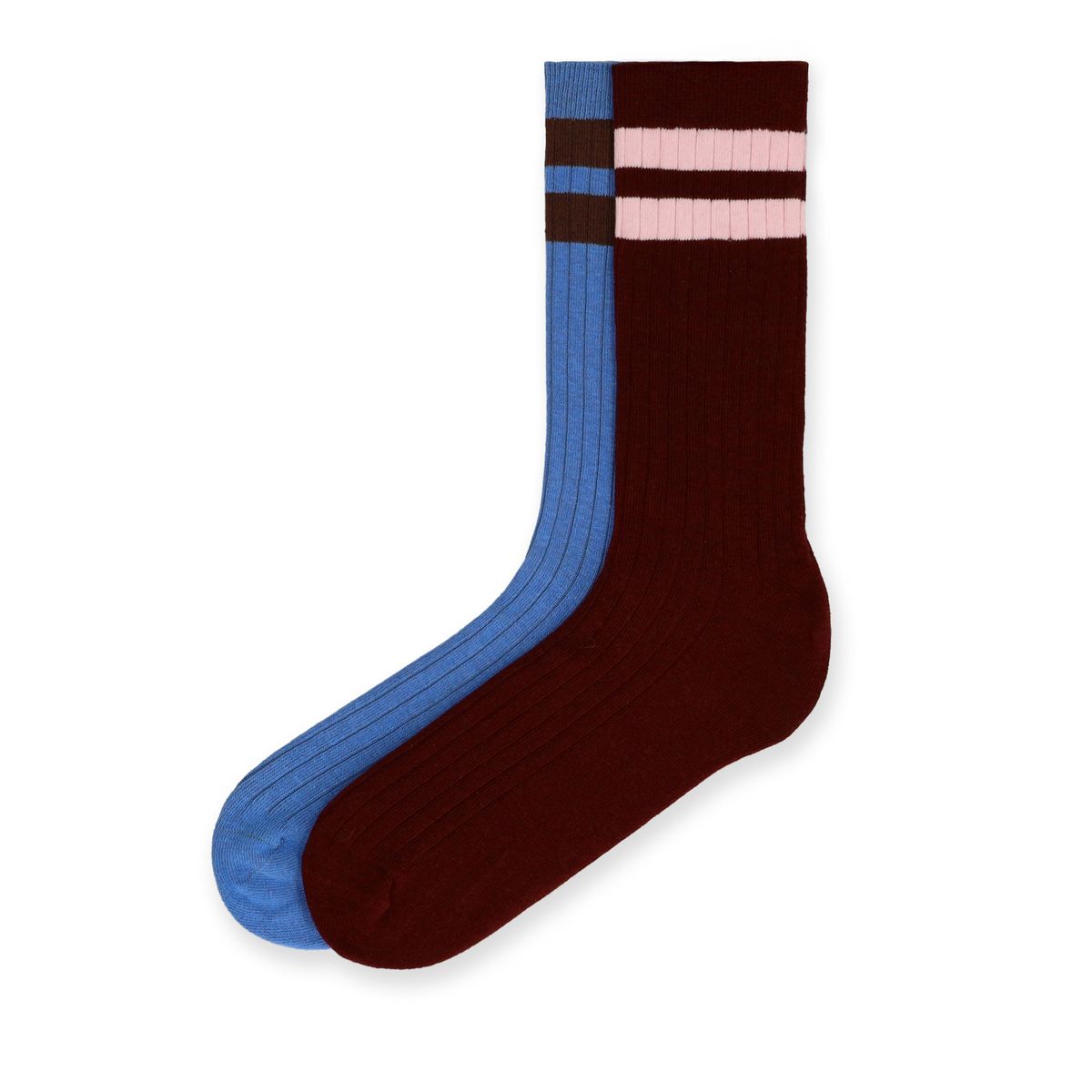 Blauw&Burgundy gestreepte 2-pack sokken