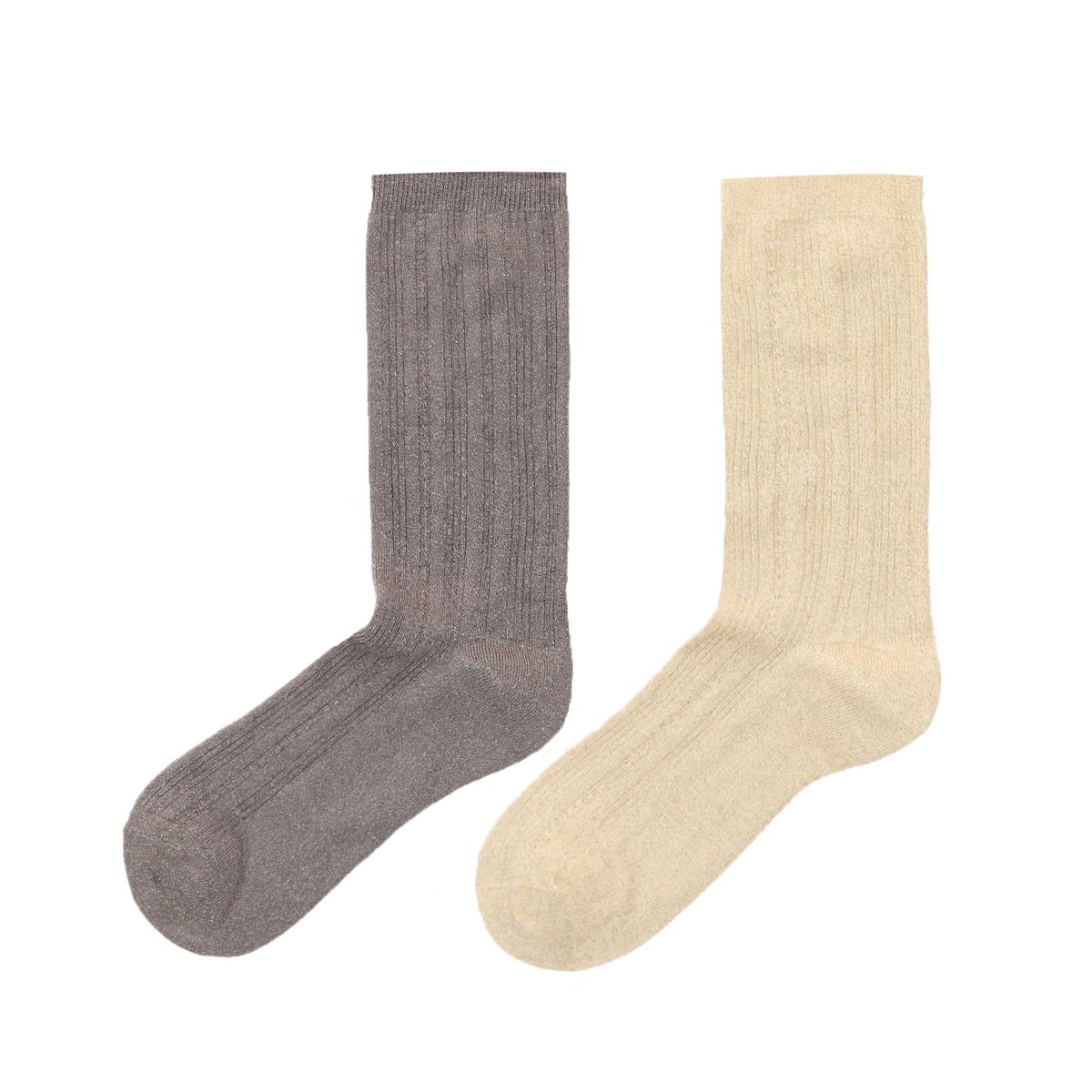2-pack zilveren&gouden glitter sokken