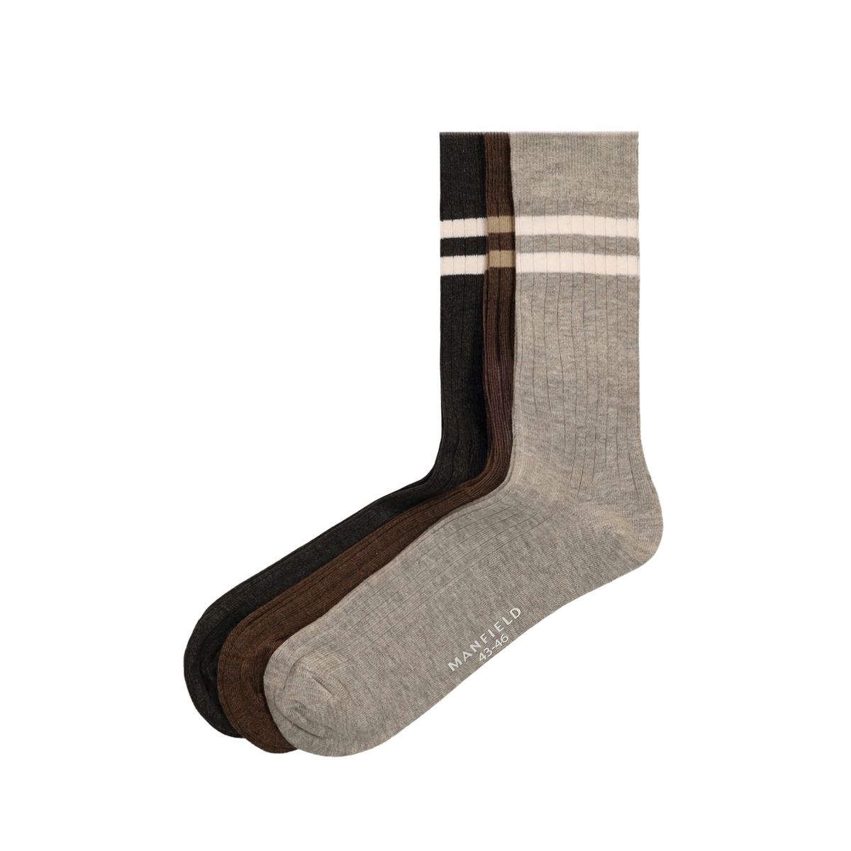 Grijze en bruine gestreepte 3-pack sokken