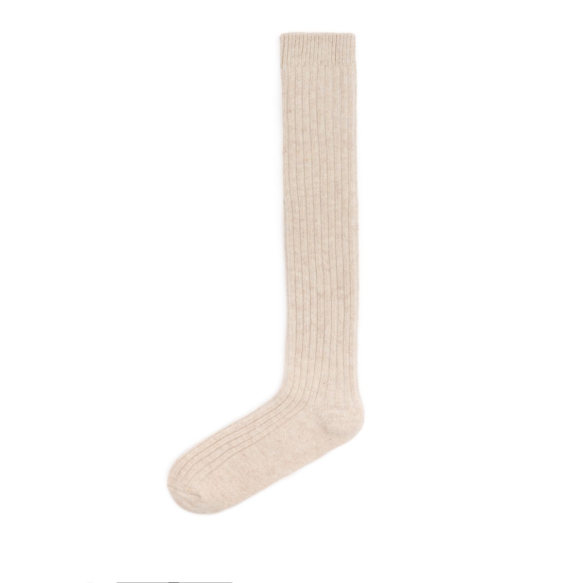 Beige wollen kniekousen