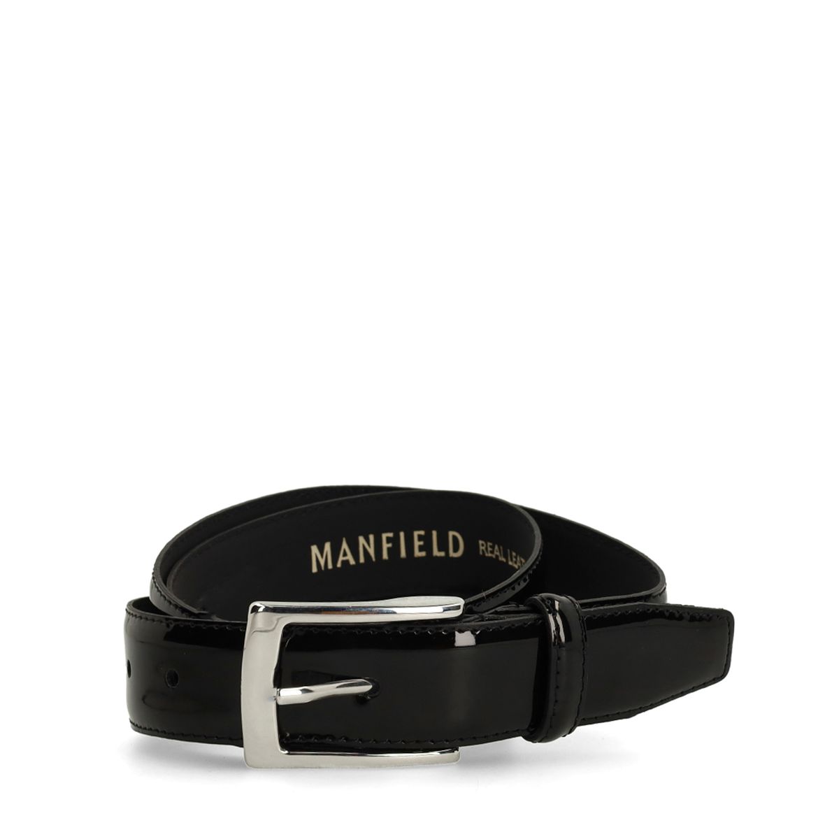 Zwarte lakleren riem