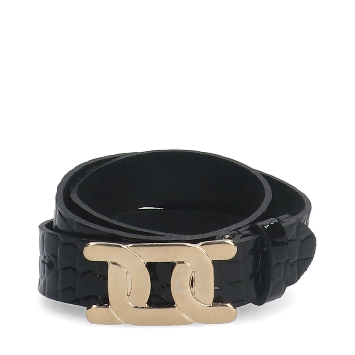 Zwarte lakleren crocoriem