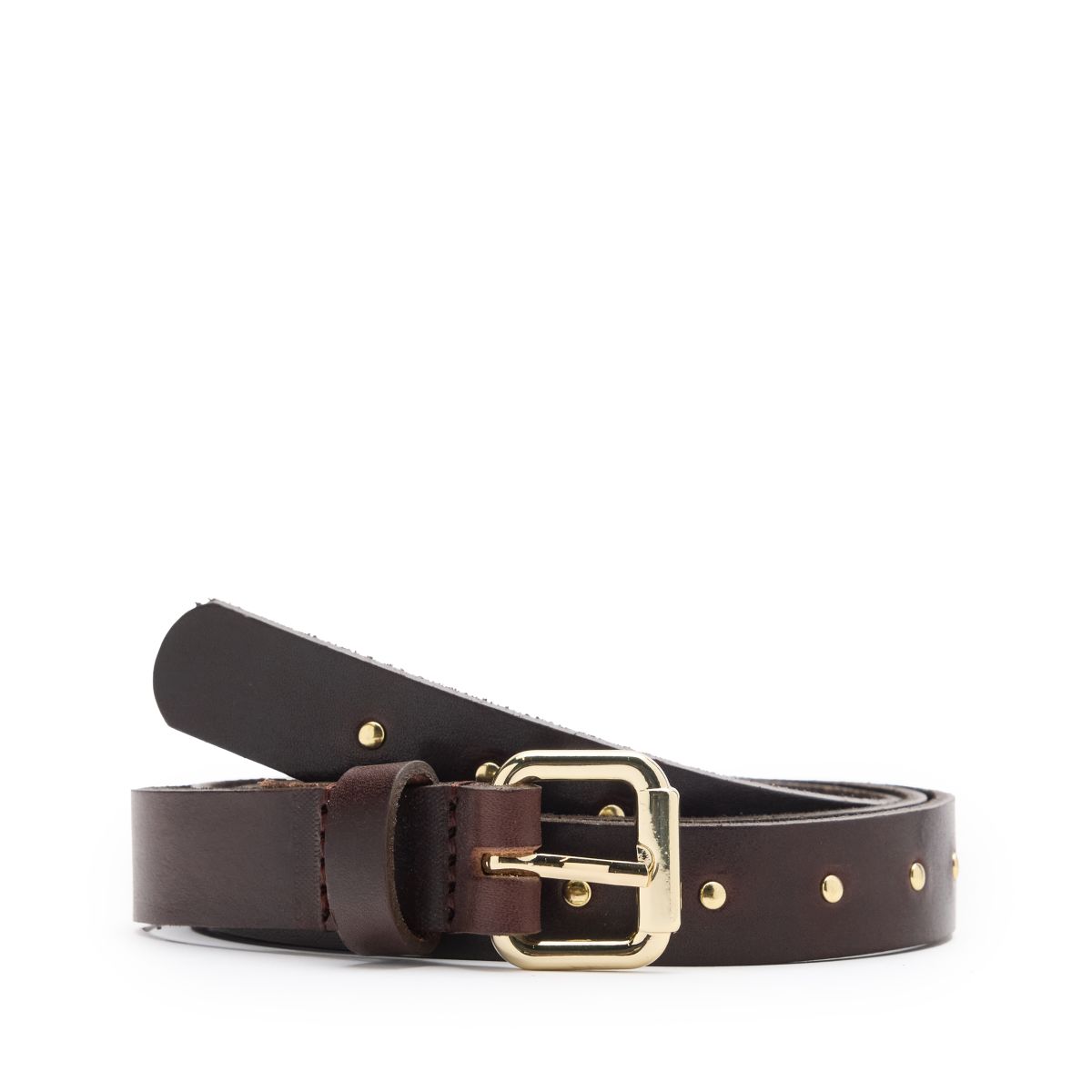 Donkerbruine leren riem