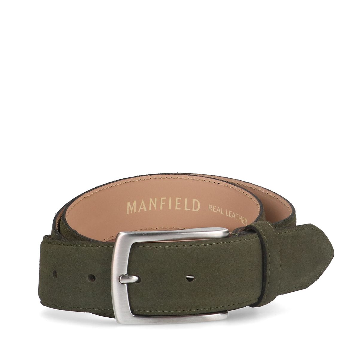 Olijfgroene suède riem