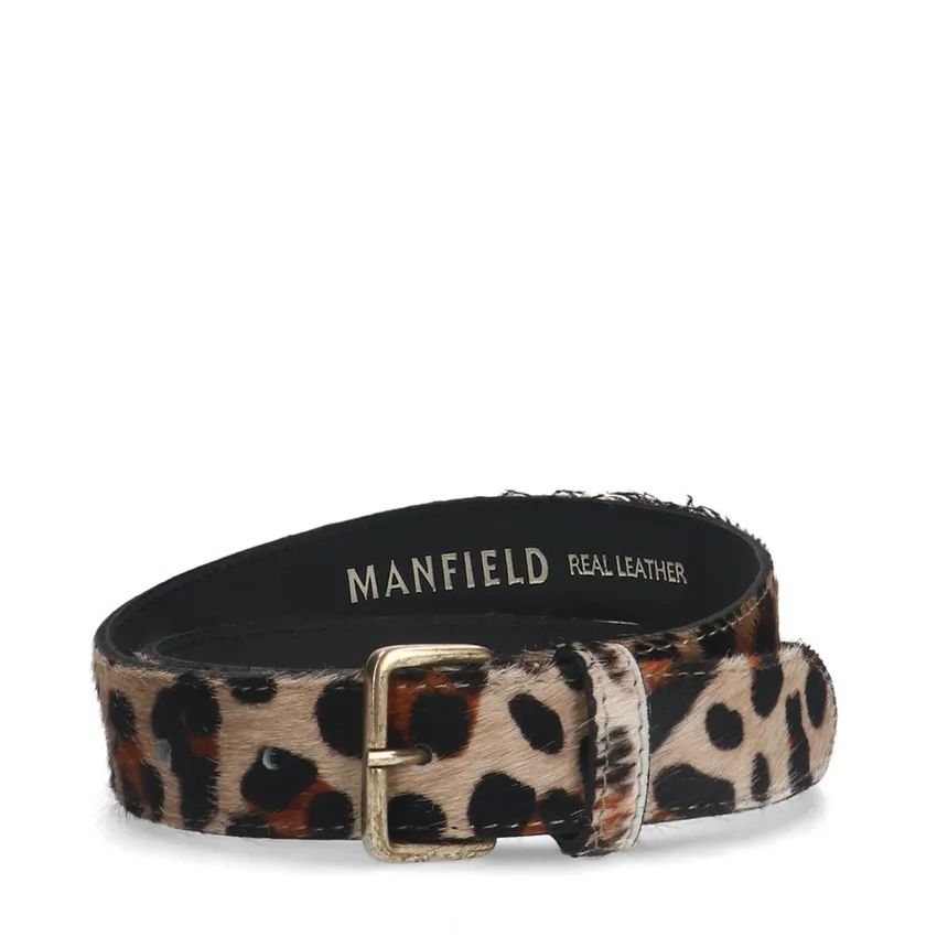 Manfield Leoprint-Gürtel In Fell-Optik
