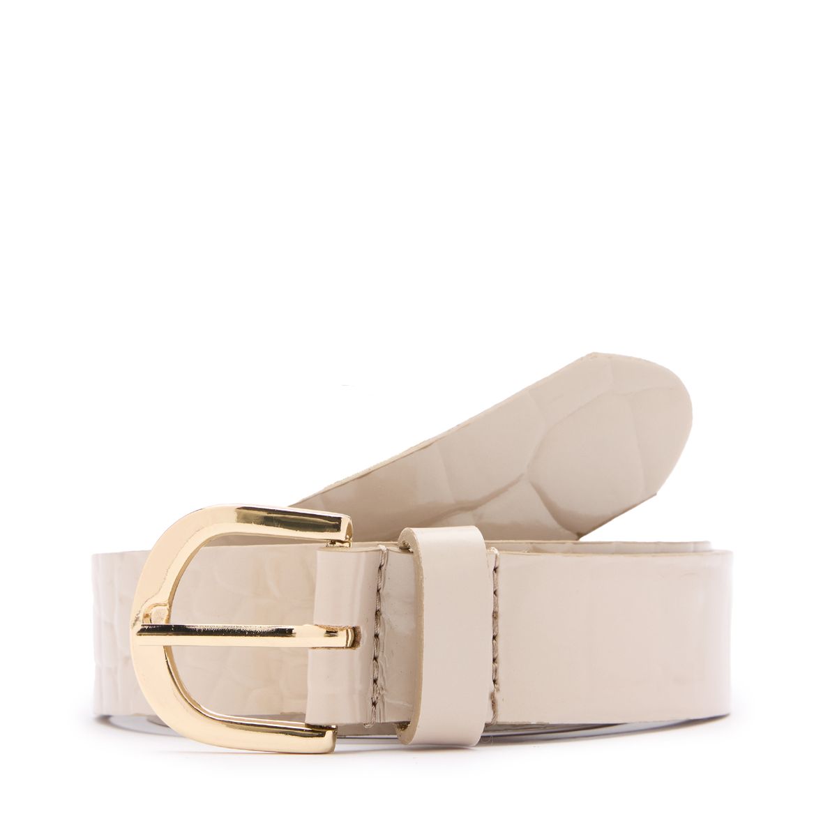 Manfield Beige Leren Croco Riem