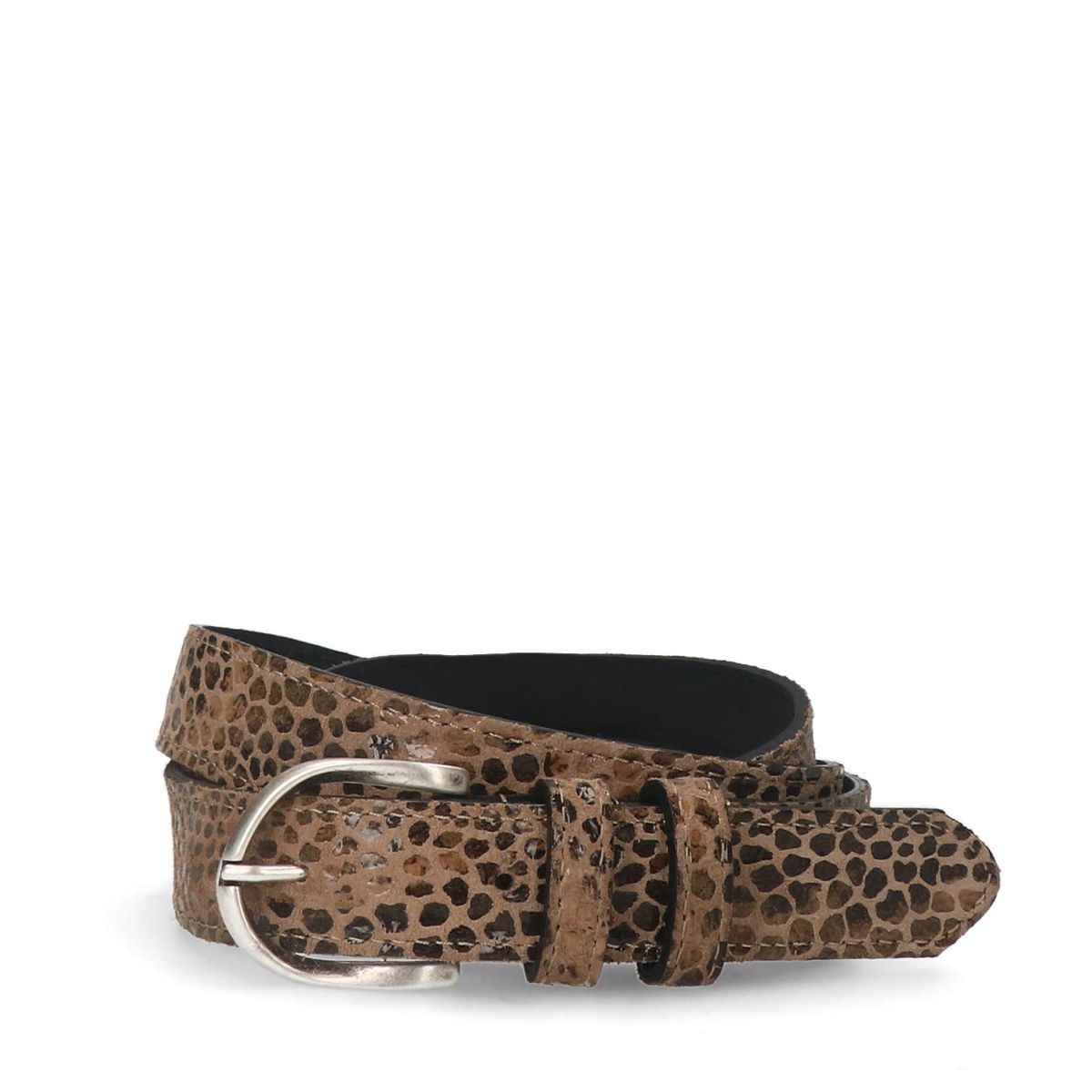 Bruine leren panterprint riem