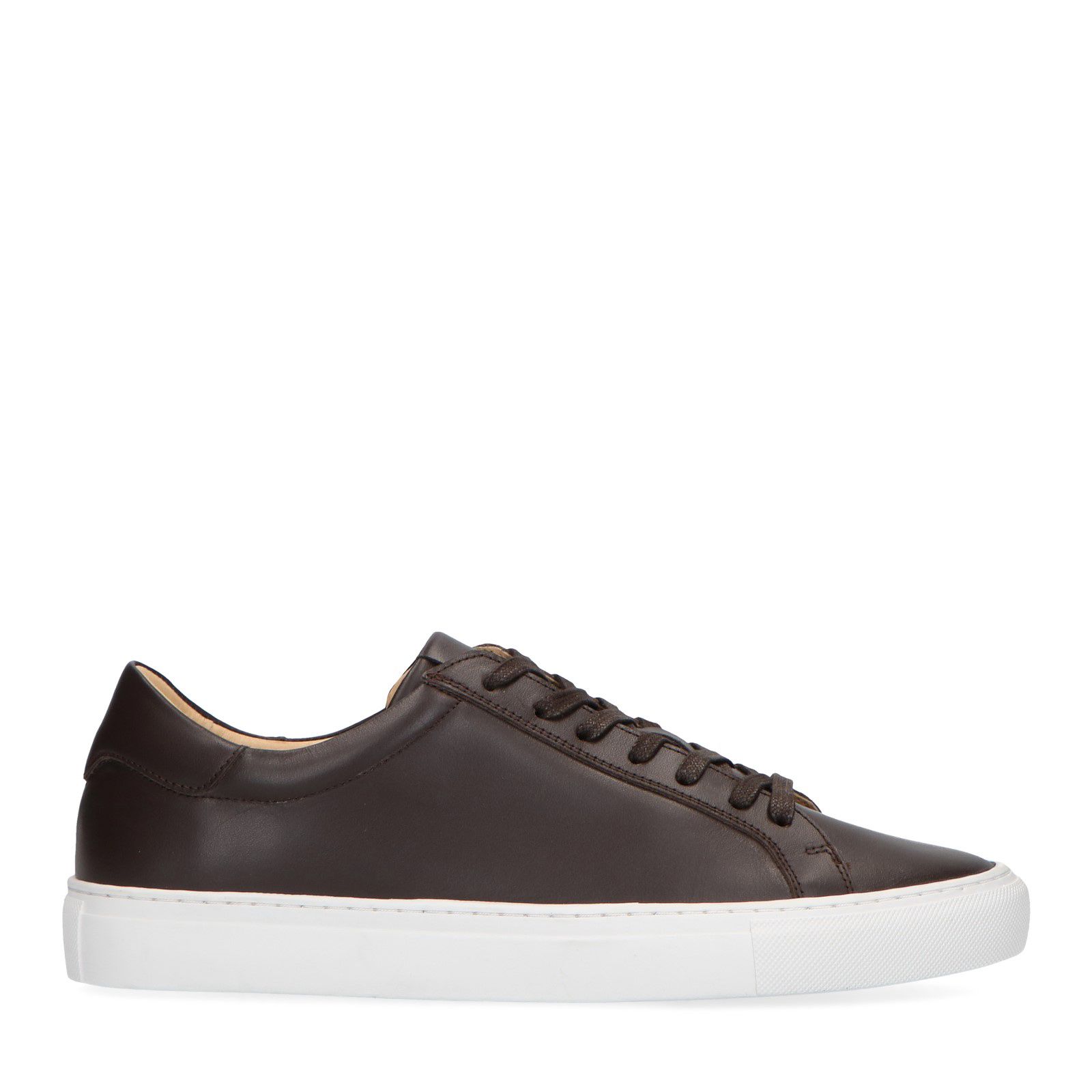 Donkerbruine leren sneakers - Heren | MANFIELD