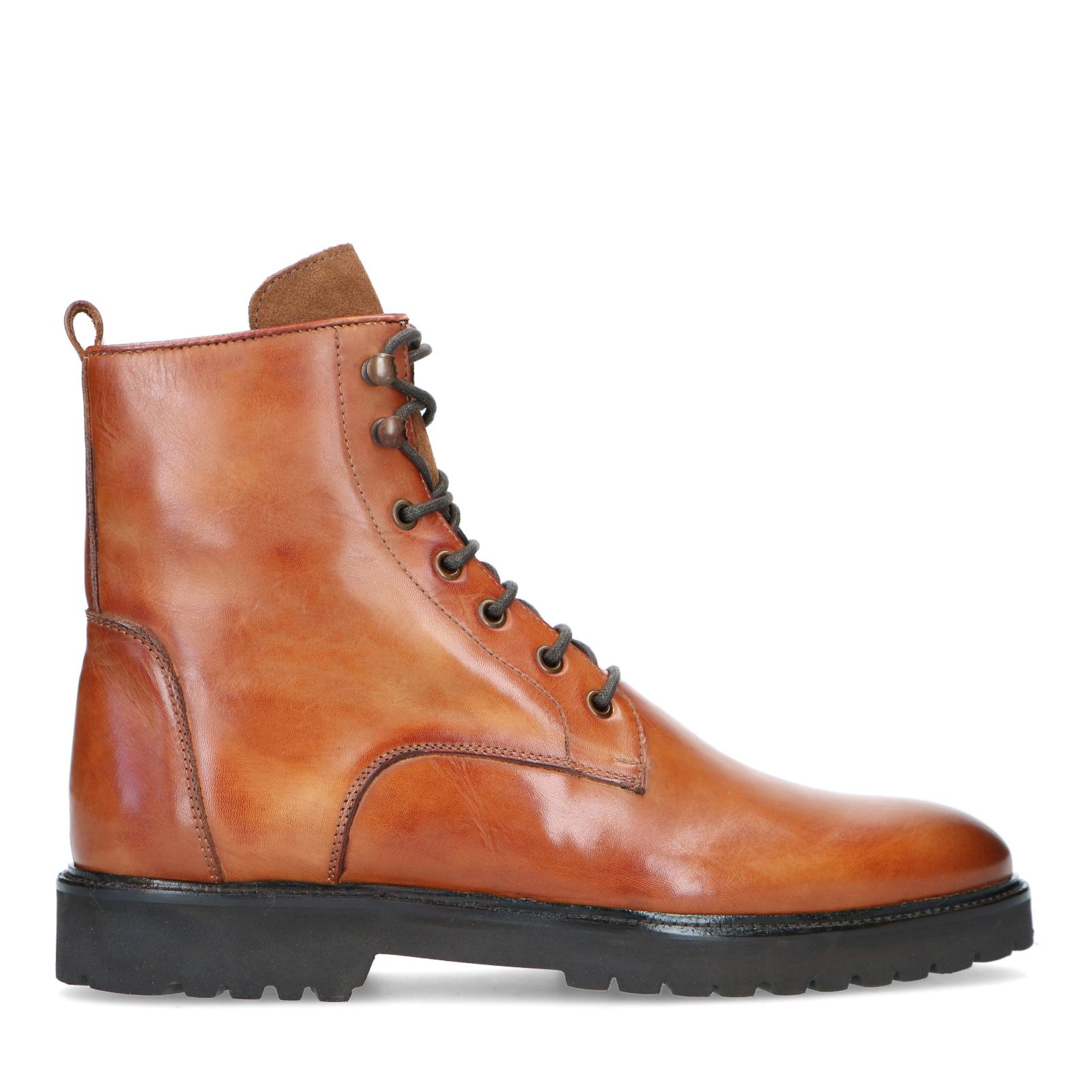 Cognac leren veterboots - Heren | MANFIELD