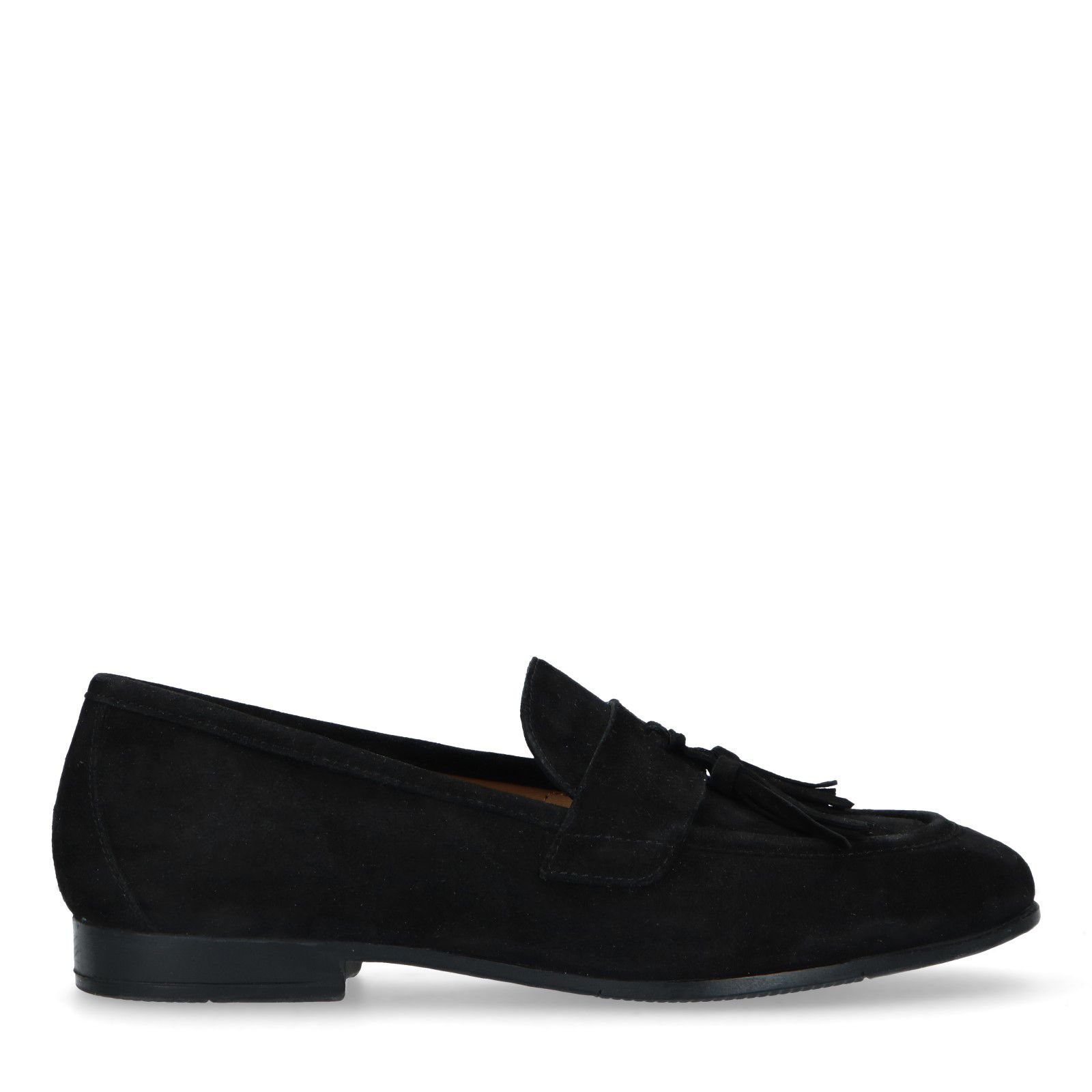 Zwarte suède loafers met kwastjes - Dames | MANFIELD