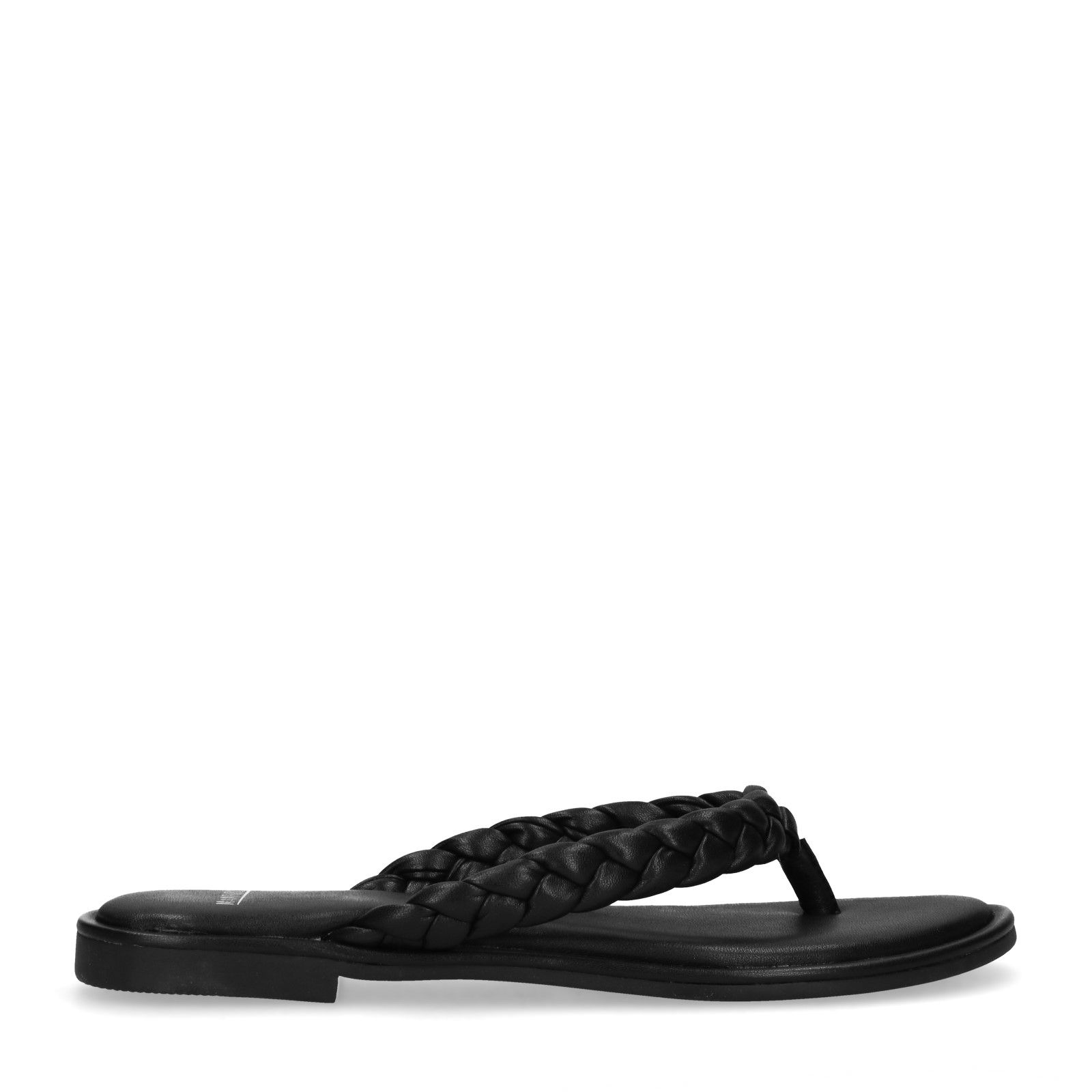 Zwarte leren slippers - Dames | MANFIELD
