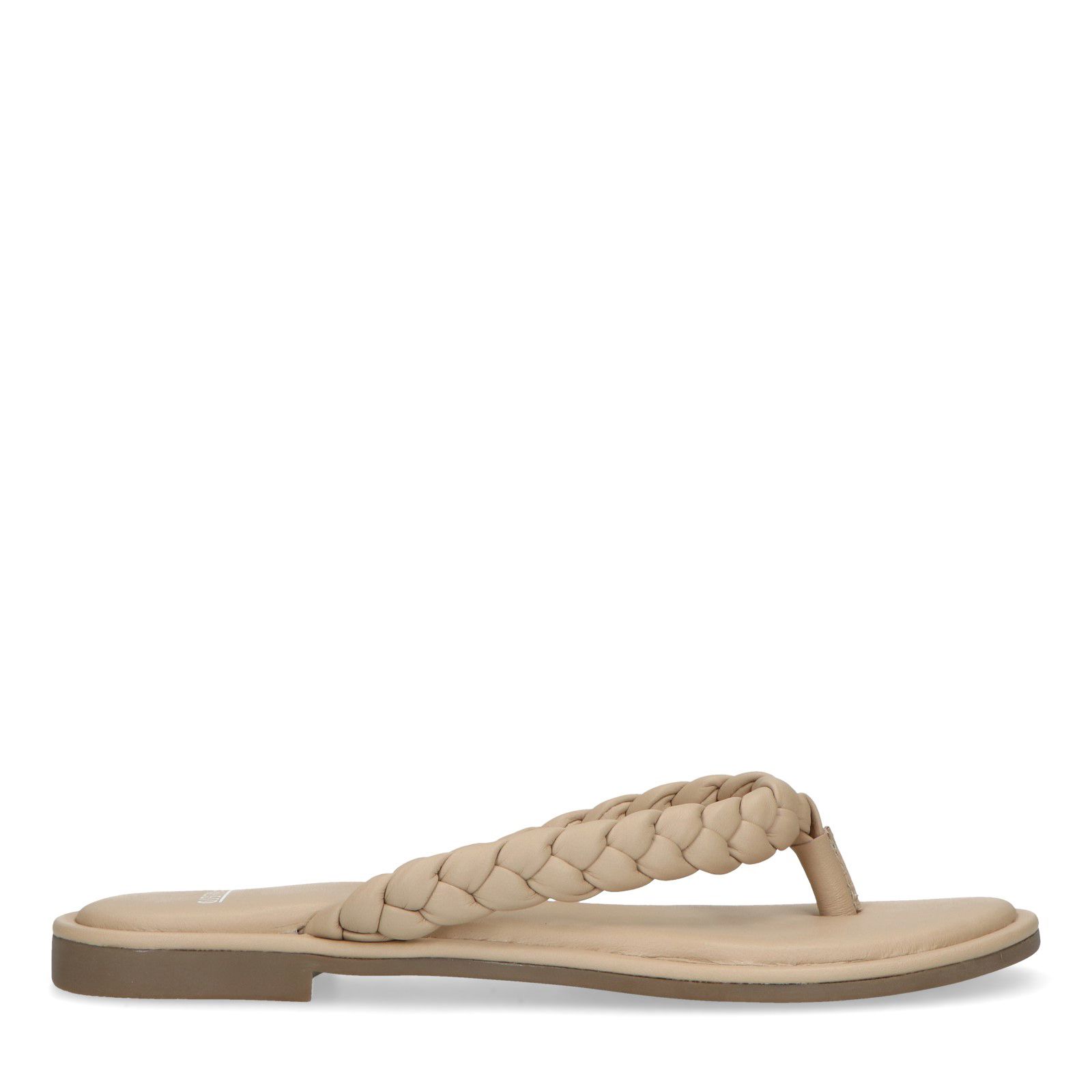Beige leren slippers met gevlochten bandjes - Dames | MANFIELD