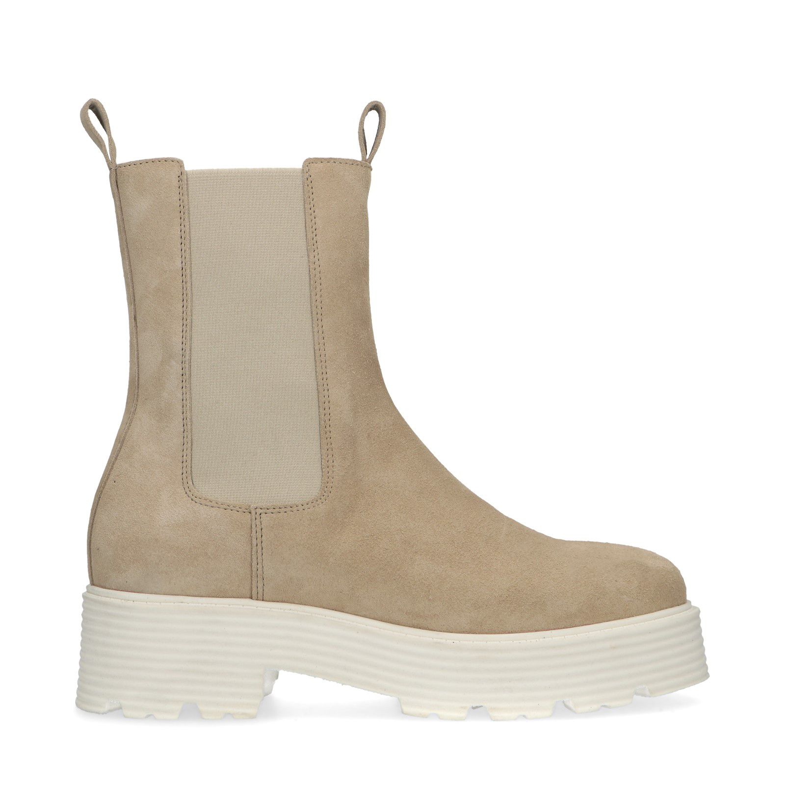 Beige suède chelsea boots met plateauzool - Dames | MANFIELD