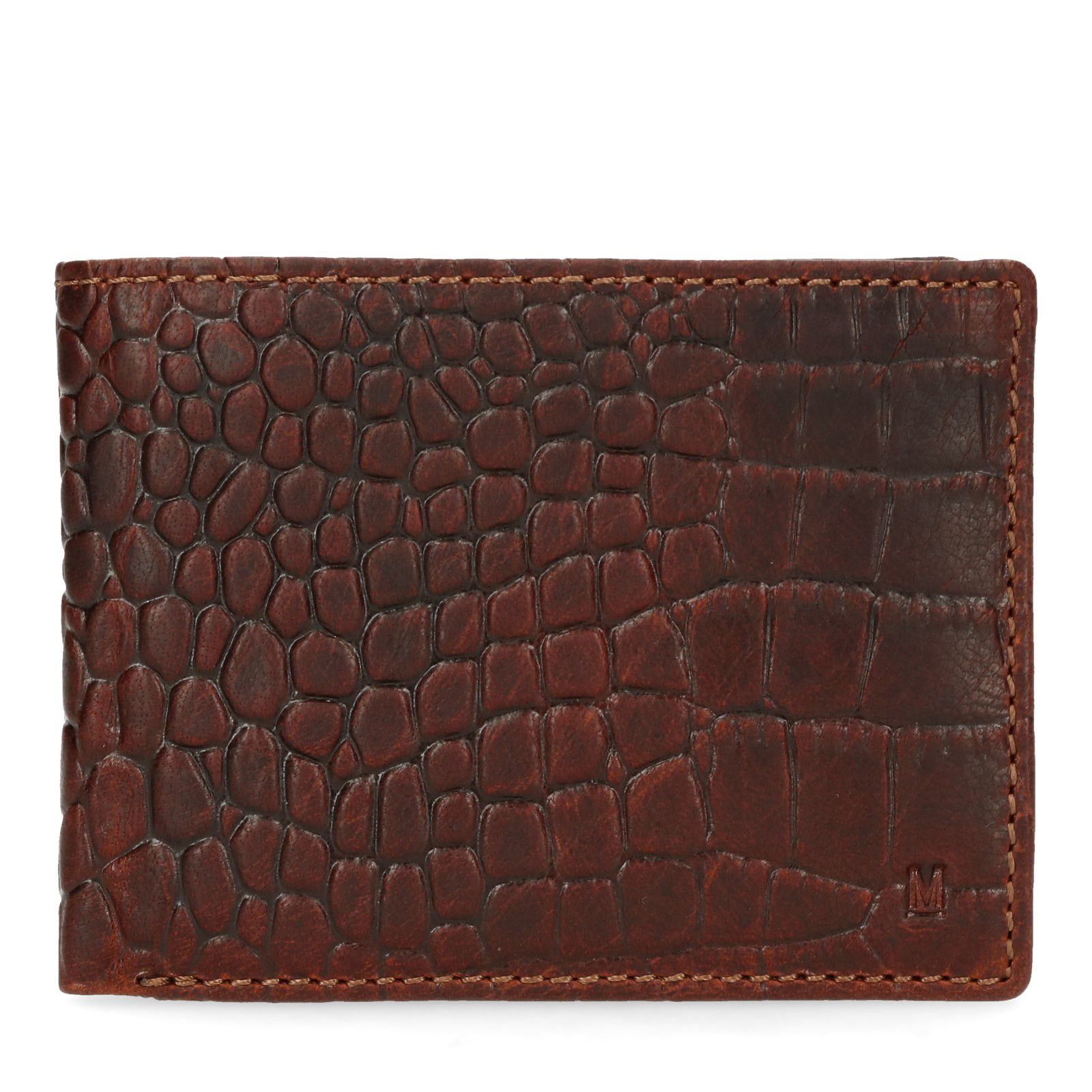 Sandalen moederlijk Piraat Cognac portemonnee met krokodillenprint - Accessoires | MANFIELD
