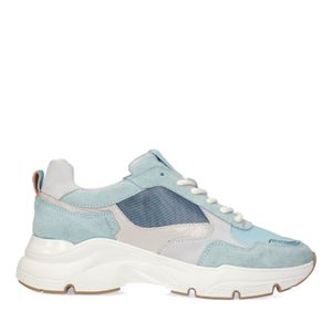 Blauwe leren sneakers - Dames | MANFIELD