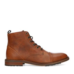 Cognac leren veterboots - Herenschoenen – SACHA